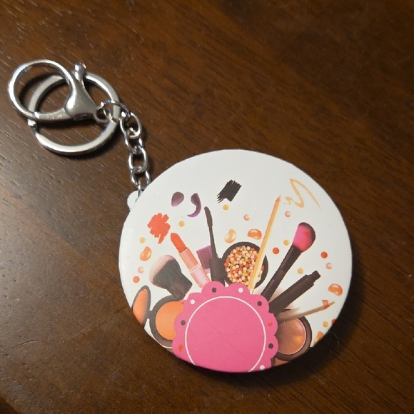 Vibrant Makeup Art Bag Charm/Keychain Compact Mirror - Picture 1 of 3